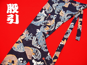 義若オリジナル股引き 激安セール 荒波鯉 紺